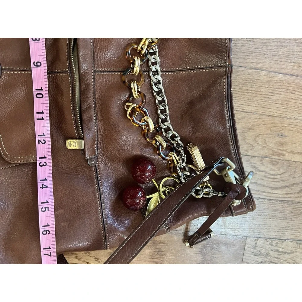 Liz Claiborne Vintage Leather Hobo Bag with Bag‎ Charms Y2K 90s Unique Beautiful